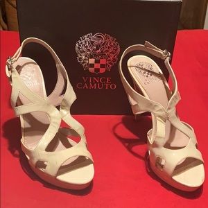 Cream Strap Leather Heels